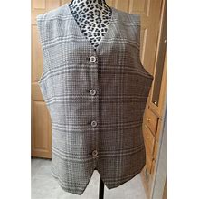 Liz Claiborne Collection Jackets & Coats | Liz Claiborne Collection Vtg 90S Wool Blend Plaid Vest Waistcoat Women's Size 14 | Color: Gray | Size: 14