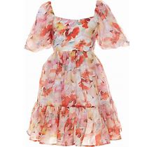 Bardot Littlebig Girls 4-16 Ellory Balloon-Sleeve Mini Dress, , Painterly Floral7