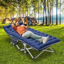 Blue Heavy Duty Outdoor Bed With Carry Bag Folding Camping Cot W/Mat For Adults 1200 D Layer Oxford Travel Camp Cots