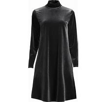 Lands' End Women's Plus Size Long Sleeve Velvet Turtleneck Dress - Black