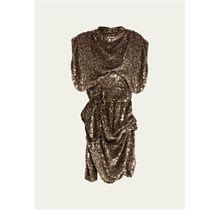 Marc Jacobs Runway High-Neck Draped Sequin Mini Dress, Gold, Women's, 4, Cocktail & Party Wedding Guest Dresses Sequined Dresses