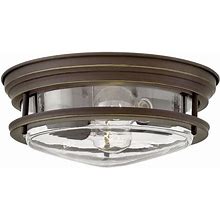 Hadley 2-Light Flush Mount Ceiling Light In Oil Rubbed Bronze With Clear Glass