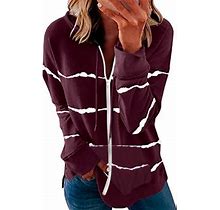 Follure Sweatshirt For Women Splice Hoodie Hanes Striped Full Zip Floral Print Crew Neck Long Sleeve Lightweight Sweatshirts Jacket Coat
