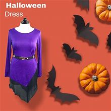 Purple Black Long Sleeve Dress Sheer Bottom Xl Halloween | Color: Black/Purple | Size: Xl