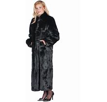 Womens Full Length Real Rabbit Fur Coat Black Size 4 And 6