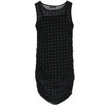Monnalisa - Rhinestone-Embellished Draped Sleeveless Dress - Kids - Cotton/Polyester/Elastane/Elastane - S - Black