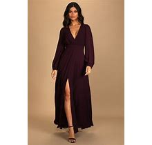 Purple Long Sleeve Maxi Dress | Womens | X-Small (Available In S, M) | 100% Polyester | Lulus Exclusive | Bridesmaid Dresses | Gowns