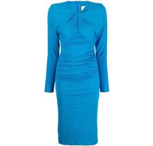 Roland Mouret - Ruched Long-Sleeved Maxi Dress - Women - Viscose/Polyester/Spandex/Elastane - 8 - Blue
