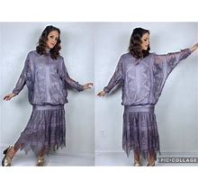 Vintage Dresses | Vintage 90S Black Liz Claiborne Belted Jumpsuit M/L Utility Military Pantsuit | Color: Purple/Silver | Size: M
