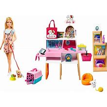 Barbie Doll And Playset, Pet Boutique With 4 Pets, Color-Change