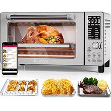 Nuwave Bravo Air Fryer Toaster Smart Oven, 12-In-1 Countertop Convection, 1800 Watts, 21-Qt Capacity, 50°-450°F Temp Controls, Top And Bottom Heater