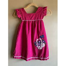 Vintage Girls Pink Corduroy Smock Dress