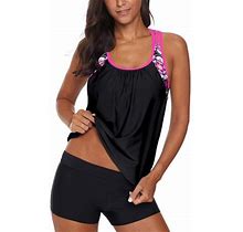 Bsubseach Women S Racerback Tankini Swimsuit Striped Printed Sport 2 Pieces/Set Summer Swimwear Bathing Suit For Women