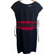 Danny & Nicole Dresses | Danny & Nicole Women's Black Short Sleeves W/Red & Lace Waist Size 8 Nwt | Color: Black/Red | Size: 8