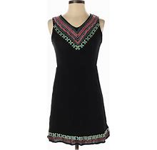 Skies Are Blue Casual Dress - A-Line: Black Print Dresses - Women's Size Small