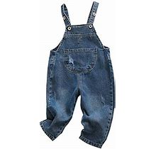 ITFABS Toddler Baby Boy Girl Overalls Corduroy Suspender Pants Outfits Solid One Piece Romper Jumpsuits Kids Clothes (Jeans B, 2T-3T)