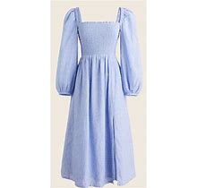 J Crew Daydream Dress Blue Linen Size Medium Petite