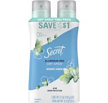 Secret Dry Spray Aluminum Free Deodorant For Women, Midnight Jasmine, 4.1Oz (Pack Of 2)