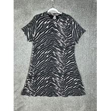 Torrid Dresses | Torrid Dark Grey Pink Zebra Hacci Mock Neck Trapeze Dress Womens Size 3 (3X) | Color: Pink | Size: 3X