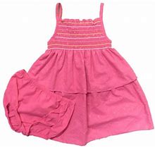 Penny M Sundress Infant Toddler Girls Pink Eyelet Smocked Ruffled Sun Dress 12m