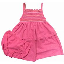 Penny M Sundress Infant Toddler Girls Pink Eyelet Smocked Ruffled Sun Dress 3T