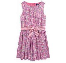 Polo Ralph Lauren Little Girl's & Girl's Floral Cotton Fit-And-Flare Dress - Palais Floral Hot Pink - Size 6