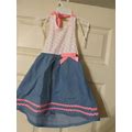 Wonderkids Halter Dress Pink White Hearts With Light Chambray , 3T NWT