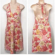 Loft Dresses | Womens' Ann Taylor Loft Retro Floral Print Halter Dress Size 4 | Color: Pink/Yellow | Size: 4