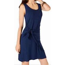 Style & Co Faux Wrap Sleeveless Dress Scoop Neck Navy Blue Womens Xs