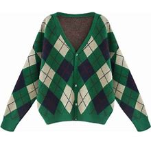 Women's Long Sleeve Cute Cardigan Sweater Y2K Top Cropped Knit Floral Pattern V Neck Button Down Outwear