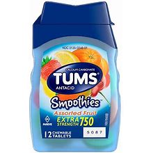 Tums Antacid Chewable Tablets, Smoothies For Heartburn Relief Assorted Fruit - 12.0 Ea