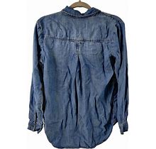 Cloth & Stone Tops | Cloth & Stone 100% Tencel Blue Chambray Long Sleeve Shirt Popover Top Women Sz S | Color: Blue | Size: S