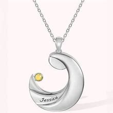 Personalized Moon Birthstone Necklace For New Mom Mother's Day Jewelry Gifts For Her