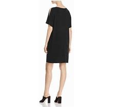 Eileen Fisher Black Lyocell Cold Shoulder T-Shirt Shift Dress L
