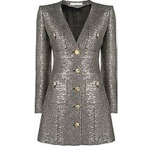 Sequinned V-Neck Mini Dress - Women - Metallized Polyester/Cotton/Virgin Wool/Polyamide/Viscose/Viscose - 40 - Black
