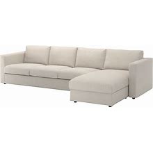 IKEA - FINNALA Sectional, 4-Seat With Chaise, Gunnared Beige, Height Including Back Cushions: 33 1/2 "