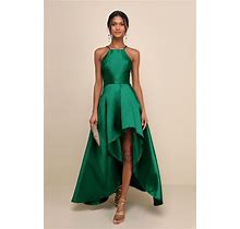 Emerald Green High-Low Maxi Dress | Womens | Medium (Available In XS, S, L, XL) | 100% Polyester | Prom Dresses