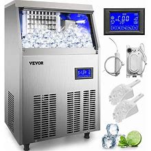 VEVOR Commercial Ice Maker Machine, 100LBS/24H Ice Maker Machine Commercial Ice Maker With 33LBS Bin For Home Bar Restaurant, Electric Drain Pump