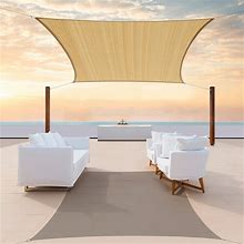 Colourtree 12' X 18' Sand Beige Sun Shade Sail Rectangle Canopy Fabric Cloth Screen, Water Permeable & UV Block UPF50, Heavy Duty, Carport Patio
