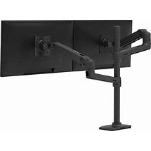 Ergotron LX Adjustable Dual Stacking Arm Tall Pole Desk Mount, 40" Screen Support, Matte Black (45509224)