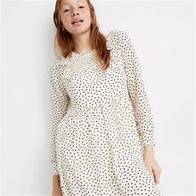 Madewell Dresses | Madewell - Smocked Ruffle Shoulder Midi Dress In Inkbrush Dots | Color: Black/White | Size: Xs