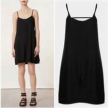 Topshop Dresses | Nwt $76 Topshop Women's Sz Us 2 Black Strap Back Mini Slip Dress | Color: Black | Size: 2