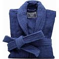 All-Cotton Bathrobe Thick Plush Cloth Housecoat Terry Toweling - Navyblue