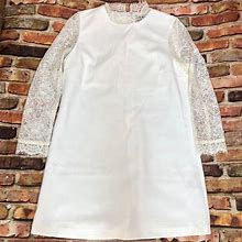 Topshop Dresses | Topshop Lace Long Sleeve White Dress Petite Size 6 | Color: White | Size: 6P