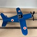 Vintage Airplane Model Metal Aircraft Blue | Color: Blue | Size: Os