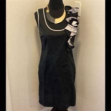 Cynthia Steffe Dresses | Cynthia Steffe Shift Dress Ruffle Floral Collar | Color: Black/White | Size: 8