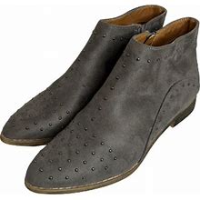 Mi.Im Miim Grey Suede Booties Studded Ankle Boots Zip Up Shoes Womens