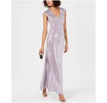 Jessica Howard Dresses | Jessica Howard Womens Purple Sleeveless Metallic Embellished Maxi Sheath Evening | Color: Purple | Size: 12