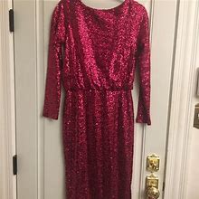 Asos Dresses | Asos Hot Pink Sequin Dress, Long Sleeved | Color: Pink | Size: 8