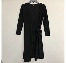 Banana Republic Women Long Sleeve Wrap Dress Size Small Petite Black M030 -4